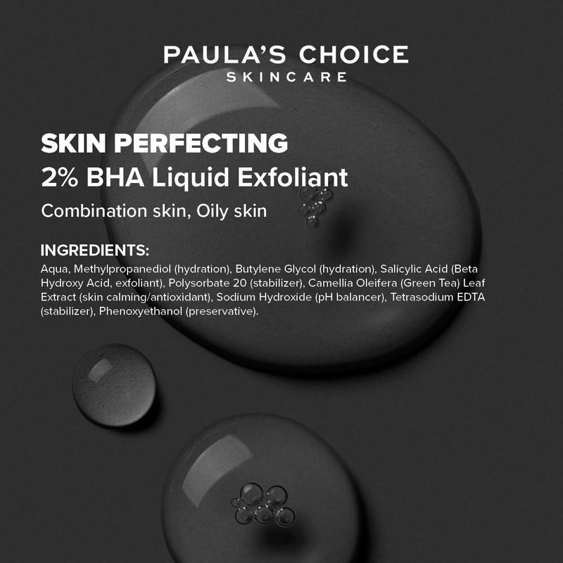 Paula's Choice SKIN PERFECTING 2% BHA Liquid Exfoliant - Face Exfoliating Peel Fights Blackheads & Enlarged Pores - with Salicylic Acid - Combination & Oily Skin - 118 ml