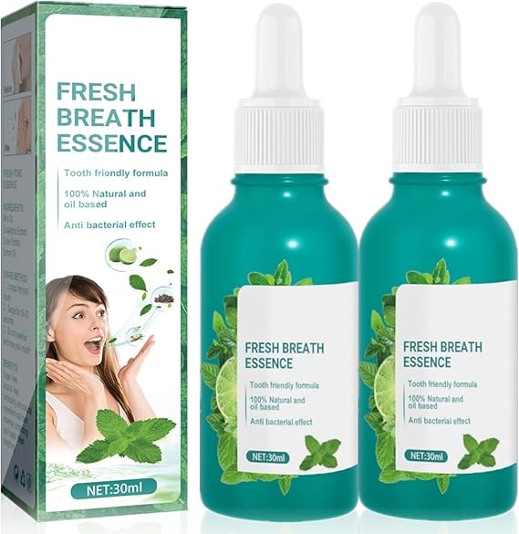 QCHIAN Fresh Breath Oral Care Essence, Fresh Breath Care Essence, Fresh Breath Oral Care Clean Teeth Gel Natural Breath Freshening Drops,Dry And Bad Mouth Smell Removing Drops (Size : 2PCS)