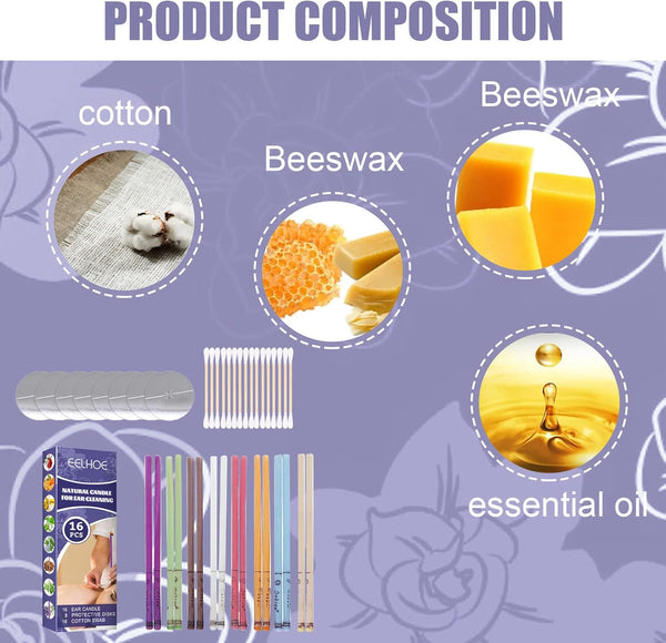 Shanjia Ear Candle 16pcs Fragrance Ear Candles Healthy Care Natural Ingredients Ear Wax Removal Cleaner Ear Coning Treatment Ear Healthy Care Ear Wax Removal